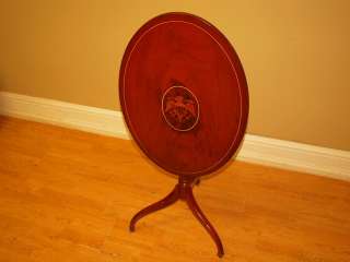 Antique American Eagle Shield Inlaid Mahogany Console Sofa Tilt Top 