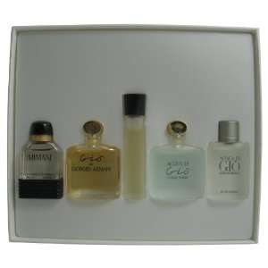  Perfume. 5 PC. MINIATURE GIFT SET ARMANI POUR 5ML + ACQUA DI GIO 