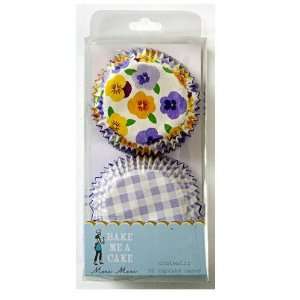 Gingham and Pansy Pattern Cupcake Cases 