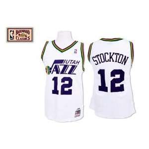  Utah Jazz #12 John Stockton White Throwback Jersey Sports 