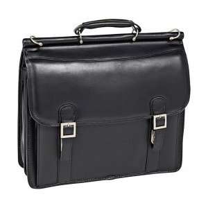  15.4 Halsted Black Leather Double Compartment No 