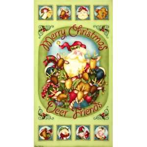 44 Wide Jingle All the Way Panel Merry Christmas Green Fabric By The 