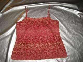 BCBGIRLS Red + Pink Print TANK TOP Cami BCBG Blouse Size SMALL  