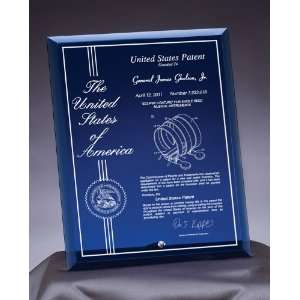    Sapphire Contemporary Blue Glass Patent Plaque