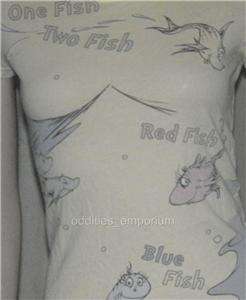 Dr. Seuss ONE TWO BLUE RED FISH Yellow Doe Shirt S Rock  