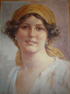 Antonio Vallone  1900 oil on board of Iconic beautiful Italian young 