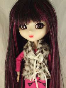 Black & PINK silky Wig Bangs Hair Pullip Dal 1/3 Doll  