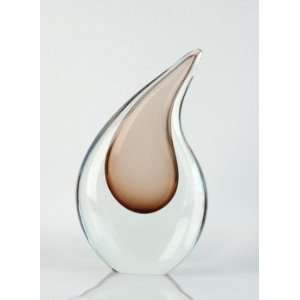    L129 Handmade Art Glass Brown Tear Drop Sculpture 