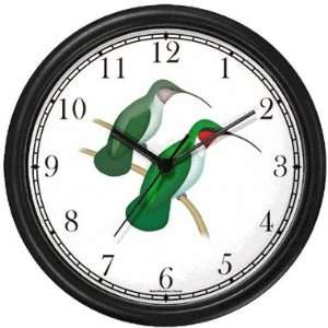  Red & Gray Throated Hummingbirds on Branch   JP Wall Clock 