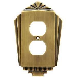 Art Deco Hardware. Stamped Brass Deco Style Single Gang Duplex Outlet 