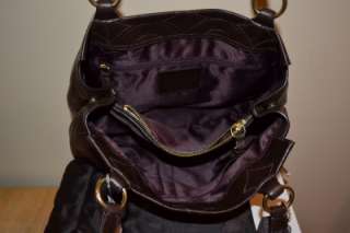 COACH NWT Mia Embossed Leather Op Art Tote Brown Mahogany Handbag 