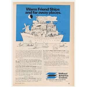  1970 Holland America Cruises Friend Ship Rotterdam Print 