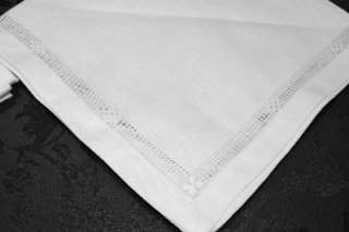 VINTAGE DESIGN HAND EMBROIDER PURE LINEN LACE NAPKINS 6pc 19X19in 