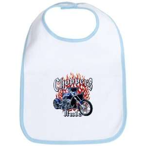  Baby Bib Sky Blue Choppers Rule Flaming Motorcycle and Iron 