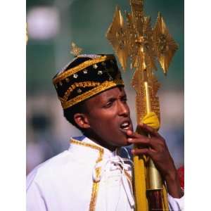  on Duty at Meskal Festival Wearing Traditional Priestly Garb, Asmara 