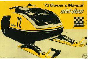 1972 SKI DOO BLIZZARD RACING SNOWMOBILE MANUAL  