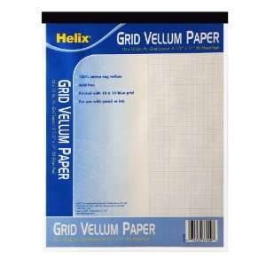 Helix Vellum Pad, 10 x 10 Grid, 8.5 x 11 Inch, 50 Sheets, White (37999 