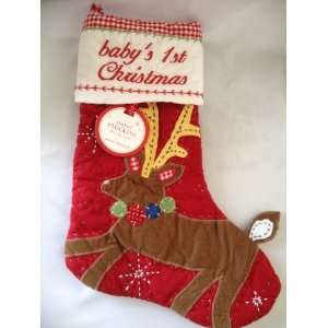  Pottery Barn Kids Babys First Christmas Quilted Stocking 
