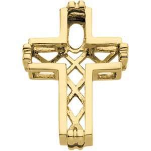   14K Yellow Gold 20.75X15.50 Frame Cross 14Ky Rhod Pltd Dia Unity Cross