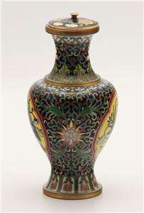 Ornate Miniature Japanese Cloisonne Lidded Urn Vase Meiji  