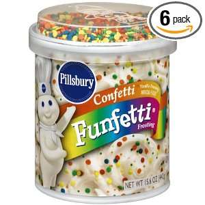 Pillsbury Frosting Confetti Funfetti, 15.6 Ounce Containers (Pack of 6 