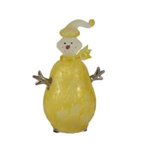  Yellow Glowing Snowman   Light Up Glass Figurine