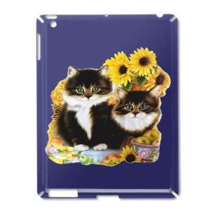 iPad 2 Case Royal Blue of Kittens with Sunflowers