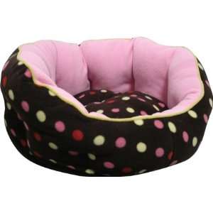  Retro Design Polka Dots Soft Cuddle Round Dog Bed for 