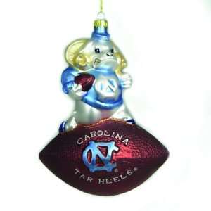   North Carolina Mouth Blown Glass Mascot Football Christmas Ornament