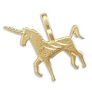    14k Small Yellow Gold Unicorn Horse Charm Pendant New Jewelry