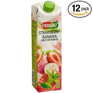 Prigat Srawyberry Banana Fruit Beverage, 33.8 Ounce Aseptic Cartons 