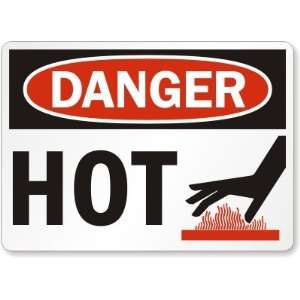  Danger Hot (with graphic) Plastic Sign, 14 x 10 Office 