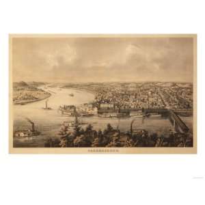  Parkersburg, West Virginia   Panoramic Map Giclee Poster 