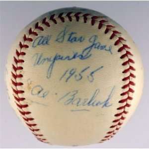  1955 All star Game Umpires Hand Signed Baseball Jsa Loa 