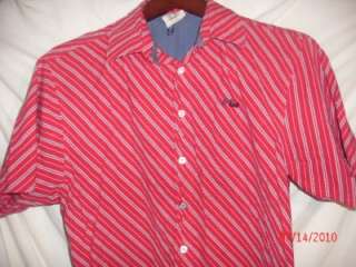 Unit red white & blue striped button up shirt youth L  