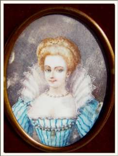 LATE 19th TWO FRENCH MINIATURE PORTRAIT HAND PAINTED ON BONE FAUX 