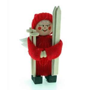  Tomte Santa Girl with Skis and Poles