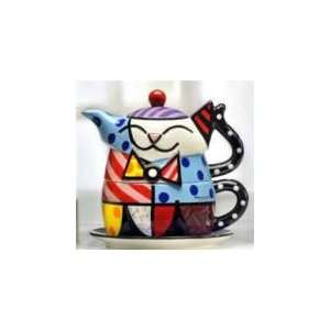 Romero Britto Tea for One Cat Teapot