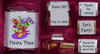   Fiesta Personalized Candy Wrappers Birthday Party Favors  