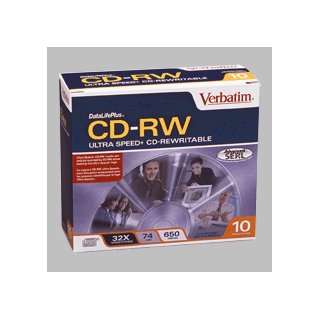  10PK CD RW 74 Min 650MB 32XULTRA Speed with Slim Case 