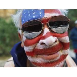  An American Flag is Painted on Mans Face in Arizona 