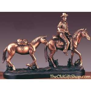  Western Bronze Cowboy Sculpture Decor