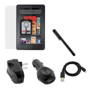 GTMax LCD Screen Protector + Data Cable + USB Car Adapter + USB Travel 