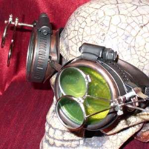 Steampunk Goggles Glasses magnifying lens old red LG.D  