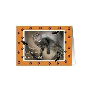  Howl O Ween for Aunt and Uncle, Howling Halloween Cat Card 