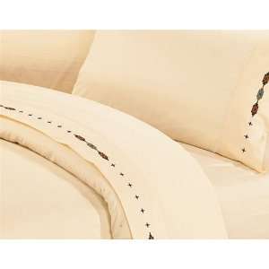  Hi End Accents Embroidered Navajo Cream Sheet Set   Twin 