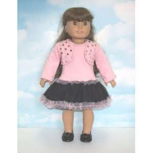 Pink and Black Dress With Sequined Jacket. Fits 18 Dolls 