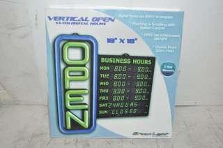   Innovations Digital Vertical Business Hours Open Sign 18in.x18 New