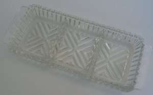 Clear Vintage Glass Divided Snack Relish Tray Dish Nice  