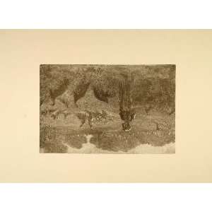  1893 Print Turkey Pasture Field Herders George Fuller 